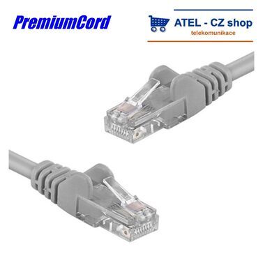 PremiumCord Patch kabel UTP RJ45-RJ45 5e 0,5m šedá - 1