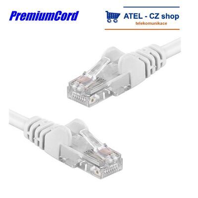 PremiumCord Patch kabel UTP RJ45-RJ45 5e 0,5m bílá - 1