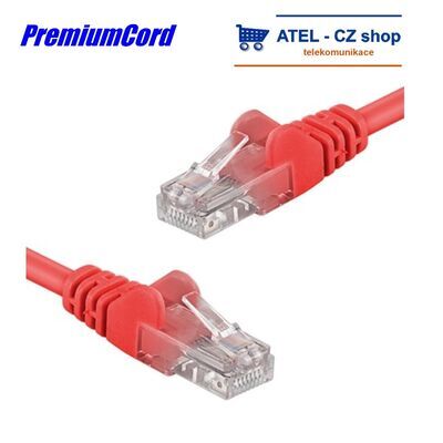 PremiumCord Patch kabel UTP RJ45-RJ45 6e 0,5m červ - 2